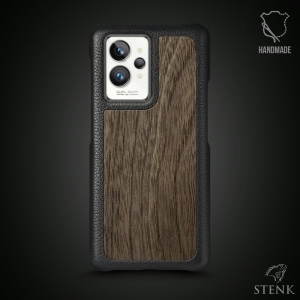 Кожаная накладка Stenk WoodBacker для Realme GT2 Pro Чёрная