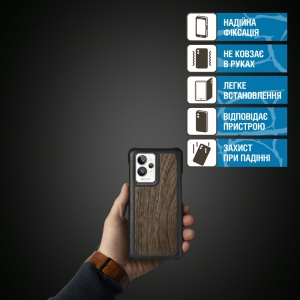 Шкіряна накладка Stenk WoodBacker для Realme GT2 Pro Чорна