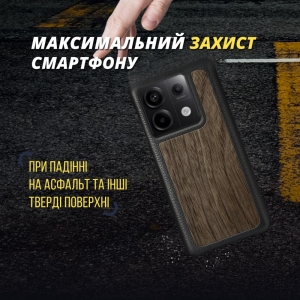 Шкіряна накладка Stenk WoodBacker для Xiaomi Redmi Note 13 Pro 5G Чорна