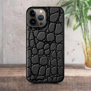Шкіряна накладка Stenk Reptile Cover для Apple iPhone 13 Pro Max Чорна