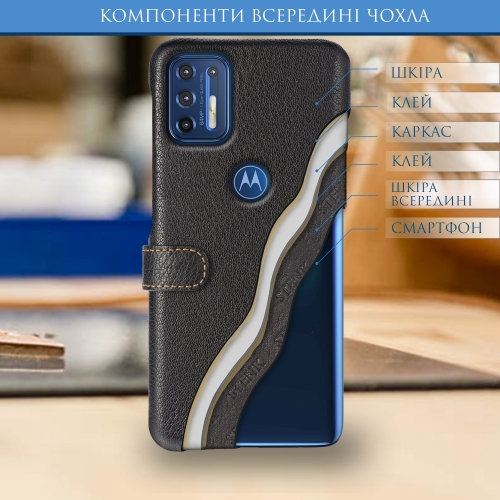 чехол-книжка на Motorola Moto G9 Plus Черный Stenk Premium фото 6