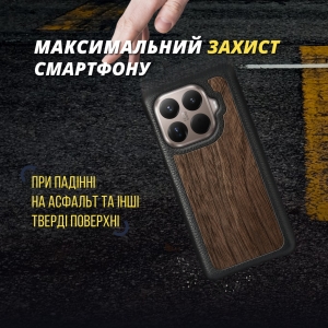 Шкіряна накладка Stenk WoodBacker для Xiaomi 15T Pro Чорна