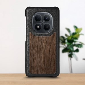 Шкіряна накладка Stenk WoodBacker для Xiaomi Redmi Note 15 Pro 5G Чорна