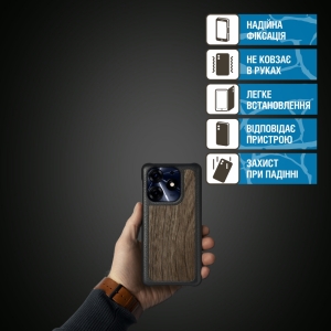 Шкіряна накладка Stenk WoodBacker для TECNO Spark 10 Pro Чорна