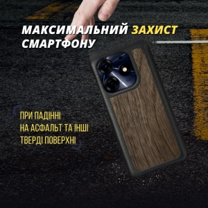 Шкіряна накладка Stenk WoodBacker для TECNO Spark 10 Pro Чорна