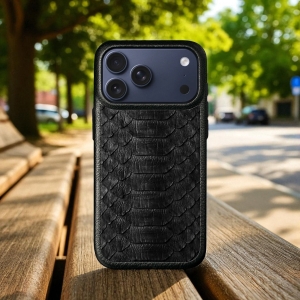 Шкіряна накладка Stenk ExBacker Python Scales для Apple iPhone 17 Pro Чорний